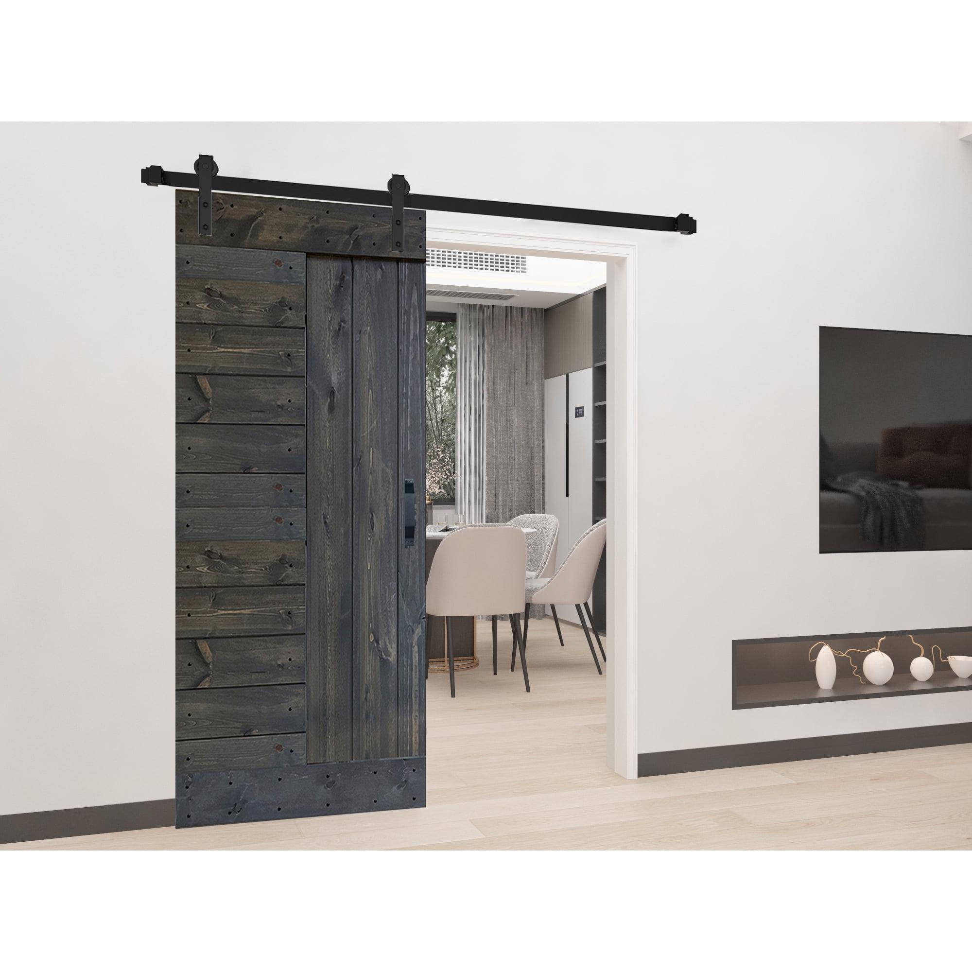 IsLife L Series Paneled Solid Wood Sliding Barn Door with Installation Hardware Kit -Assembly Needed