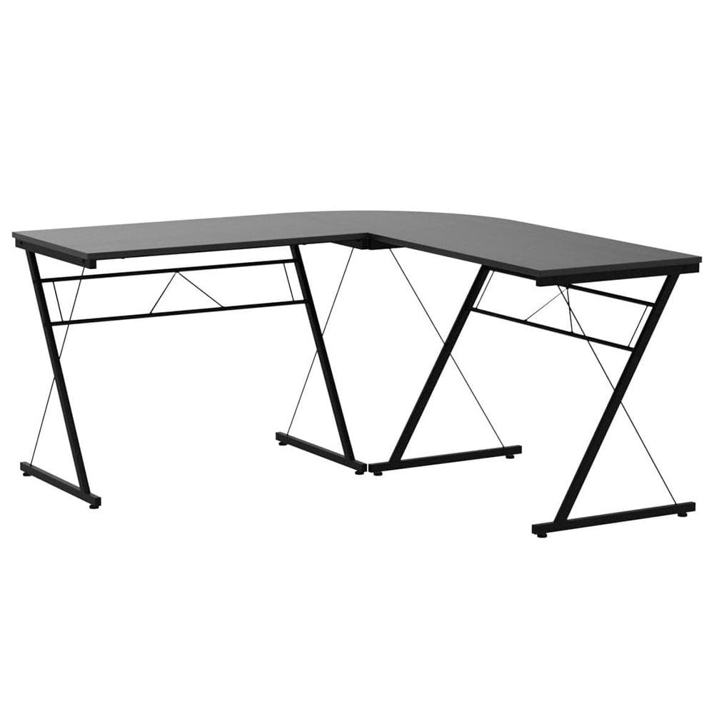 Costway 59'' L-Shaped Computer Table Study Workstation   Home Office Black