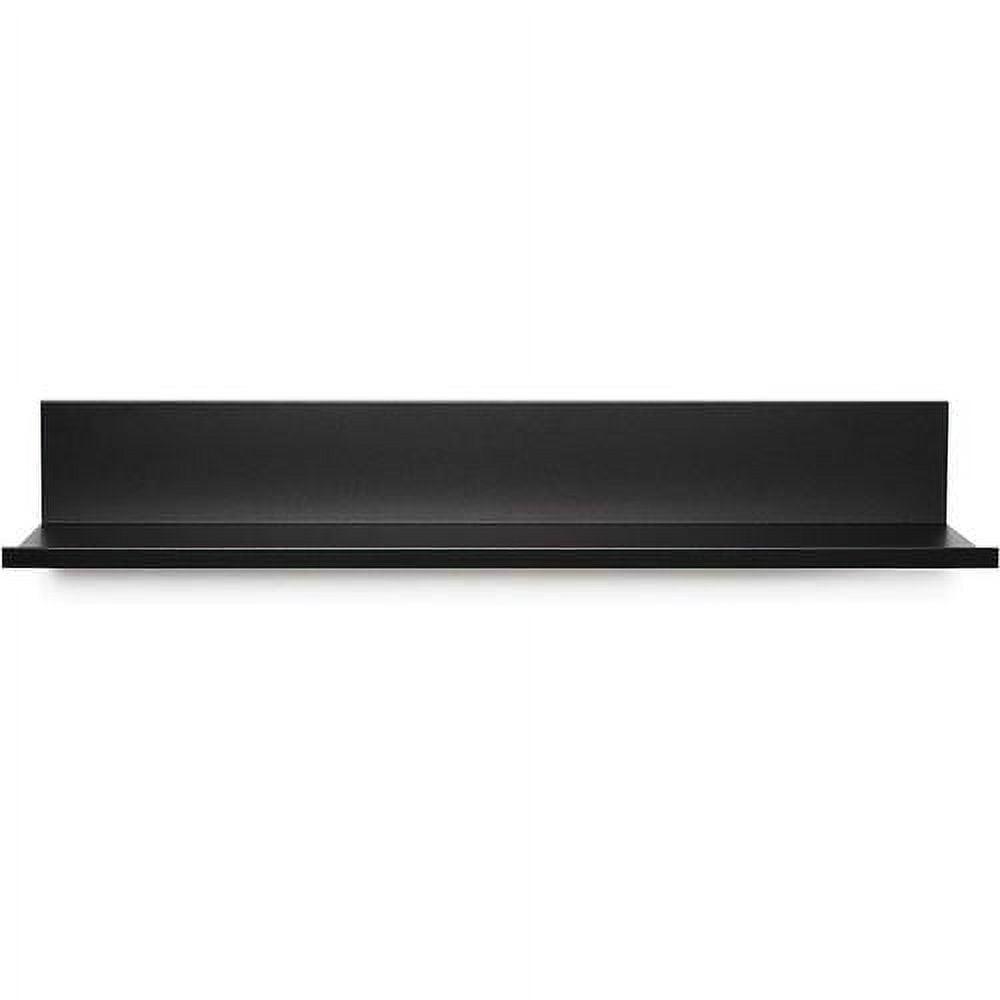 Sleek 24" Black No-Stud Floating Wall Shelf with Aluminum Bracket