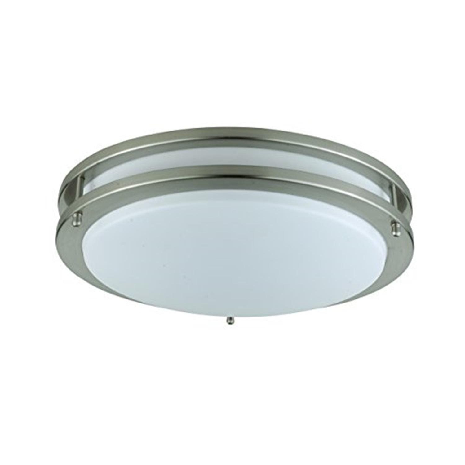 Elegant Brushed Steel 14" Square Ceiling Fixture