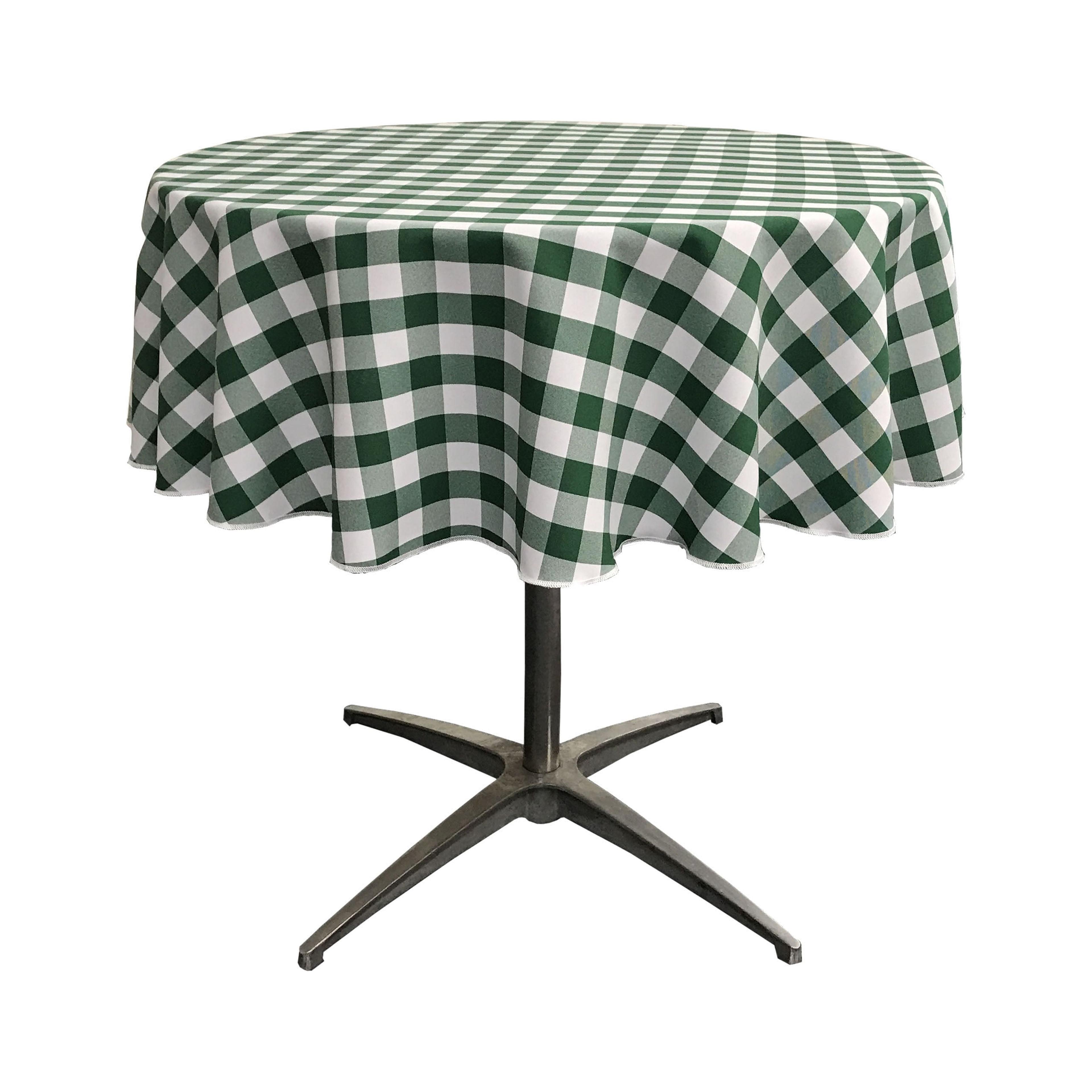 TCcheck51R-HunterGreenK20 Polyester Gingham Checkered Tablecloth, White & Hunter Green - 51 in. Round