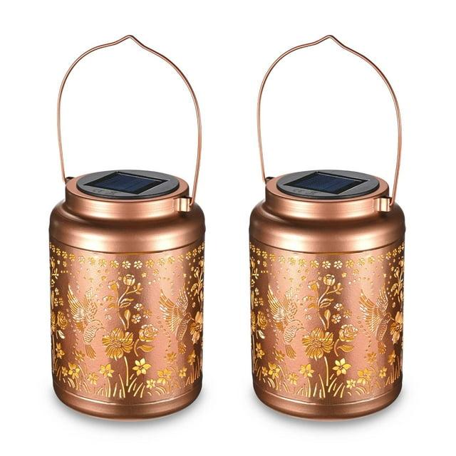 LAGarden LAGarden Hummingbird Solar Lantern Outdoor Hanging Waterproof Metal Decor Light Christmas Gifts Yard Patio Porch 2Pack