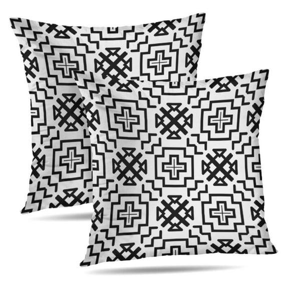 Modern Abstract Black and White Pillow Covers 18x18 in Couch Pillow Case Sets of 2 Decorative Square Throw Pillows for Home Living Room Bedroom Bed Cushion Outdoor
