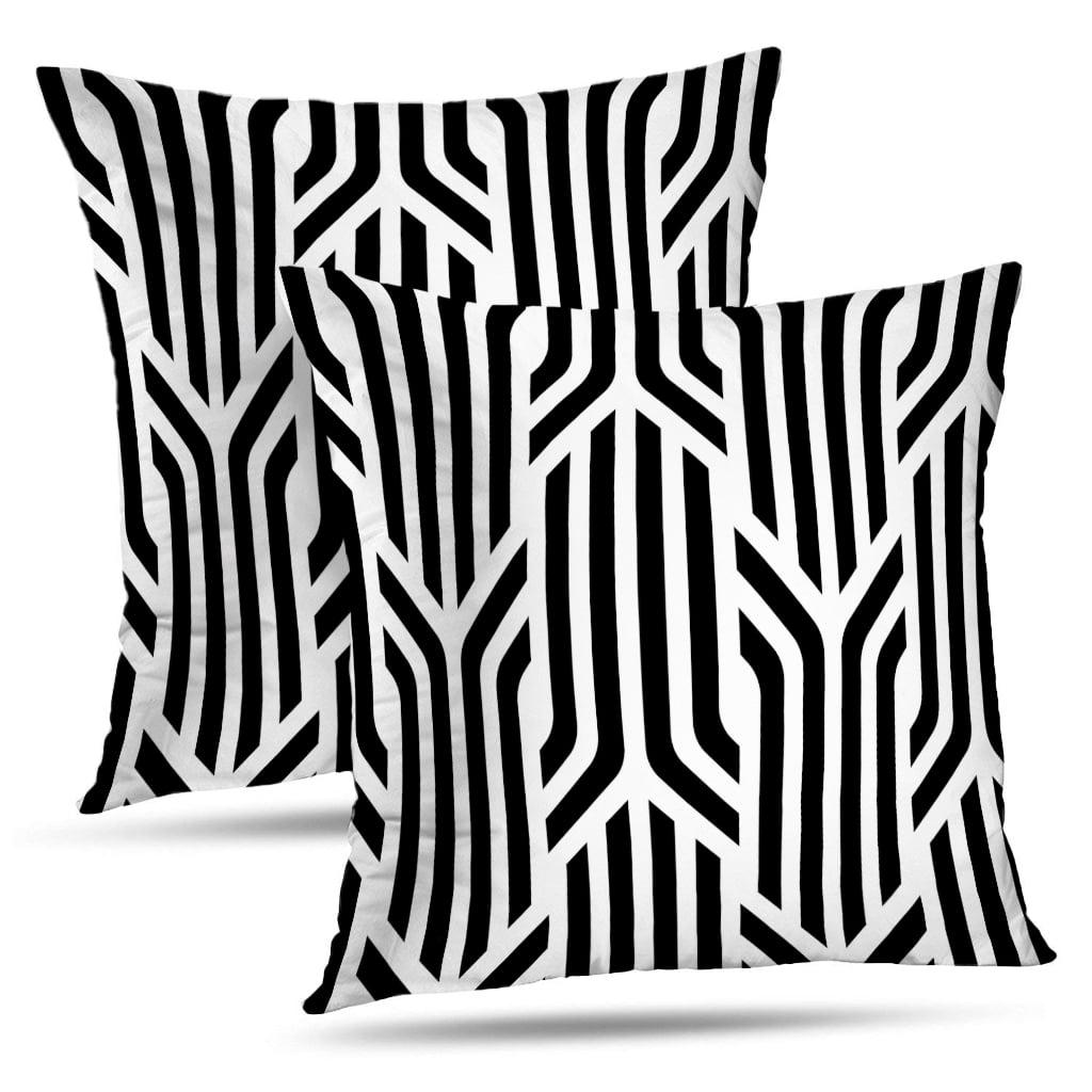 Modern Abstract Black and White Pillow Covers 18x18 in Couch Pillow Case Sets of 2 Decorative Square Throw Pillows for Home Living Room Bedroom Bed Cushion Outdoor