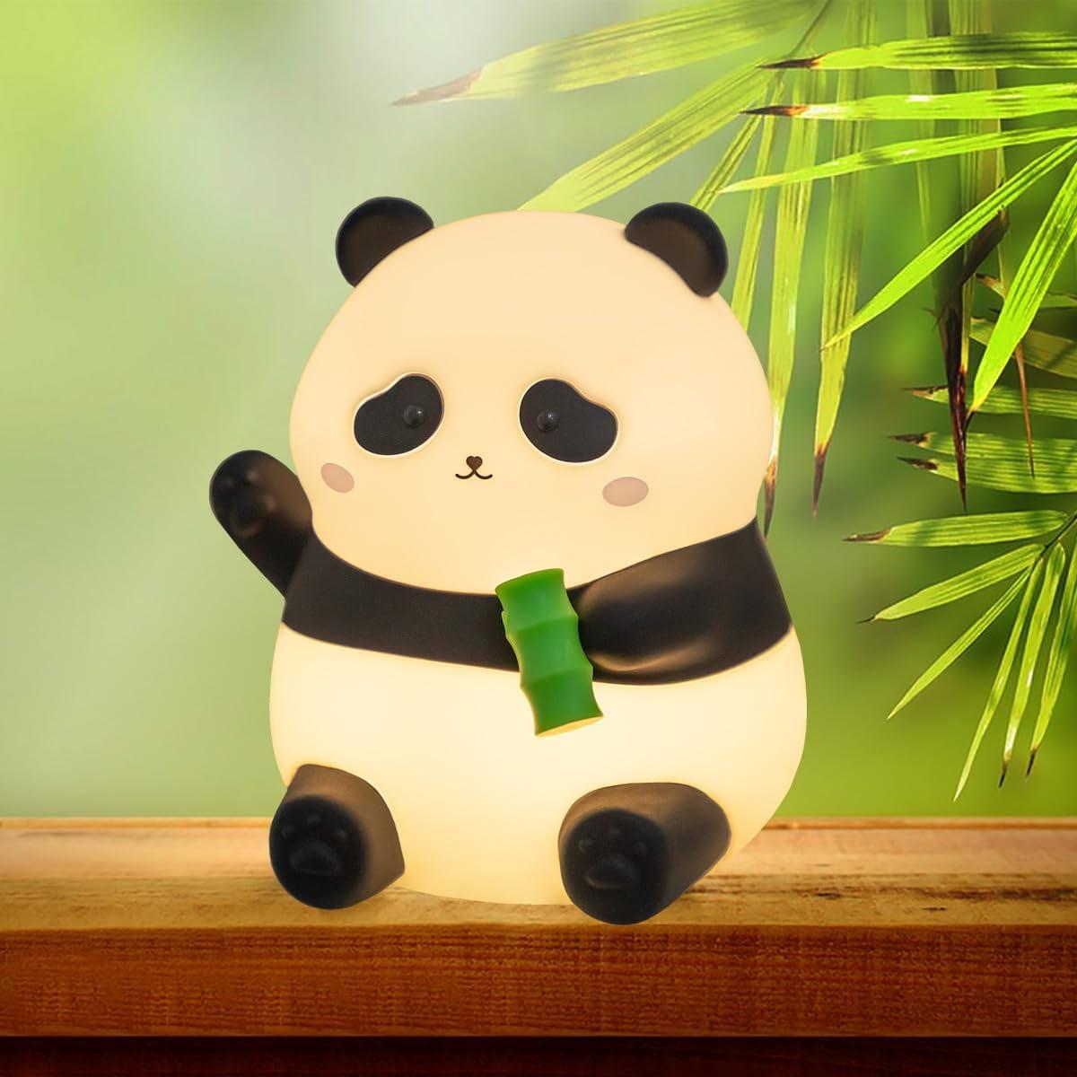 Adorable Dimmable Black and White Silicone Panda Night Light