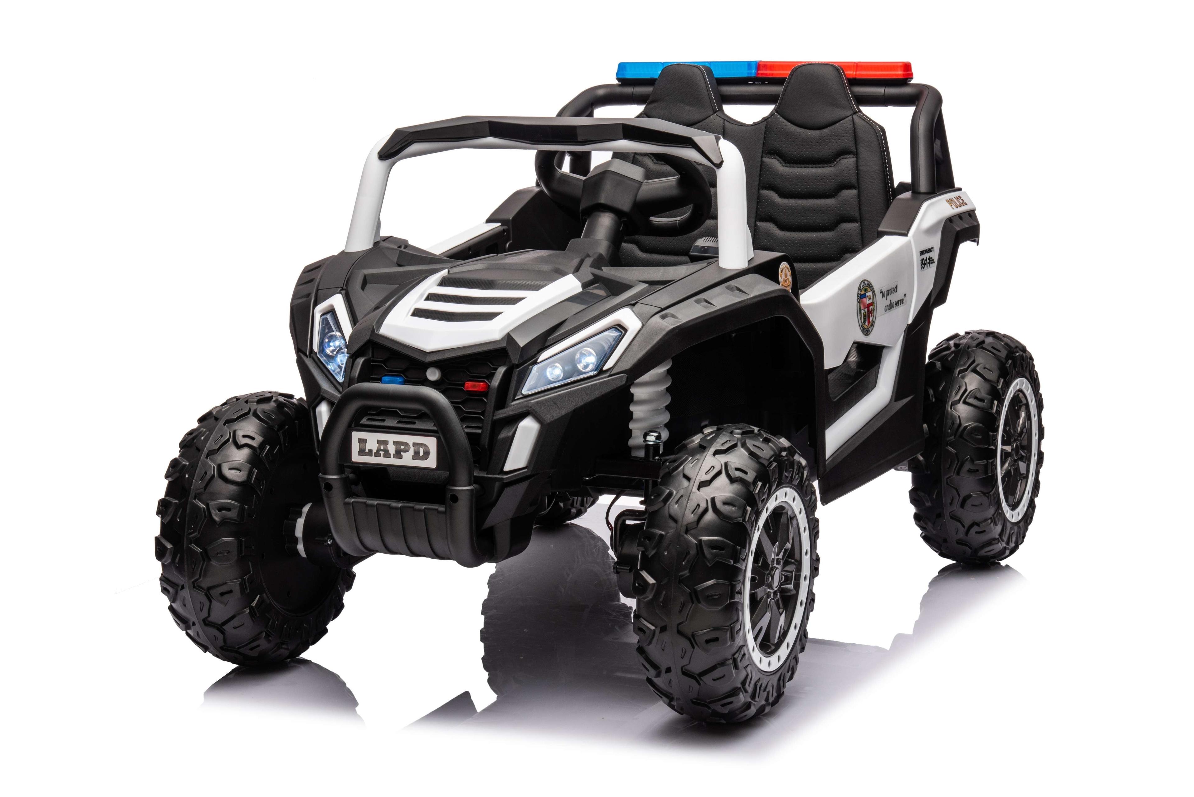 LAPD Police Buggy UTV 2 Seater Ride on Toys 4WD Electric, 12V , Remote Control, EVA Tires, Leather Seats, Siren & Lights