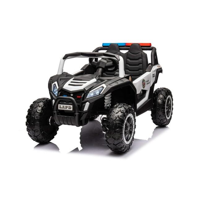 LAPD Police Buggy UTV 2 Seater Ride on Toys 4WD Electric, 12V , Remote Control, EVA Tires, Leather Seats, Siren & Lights
