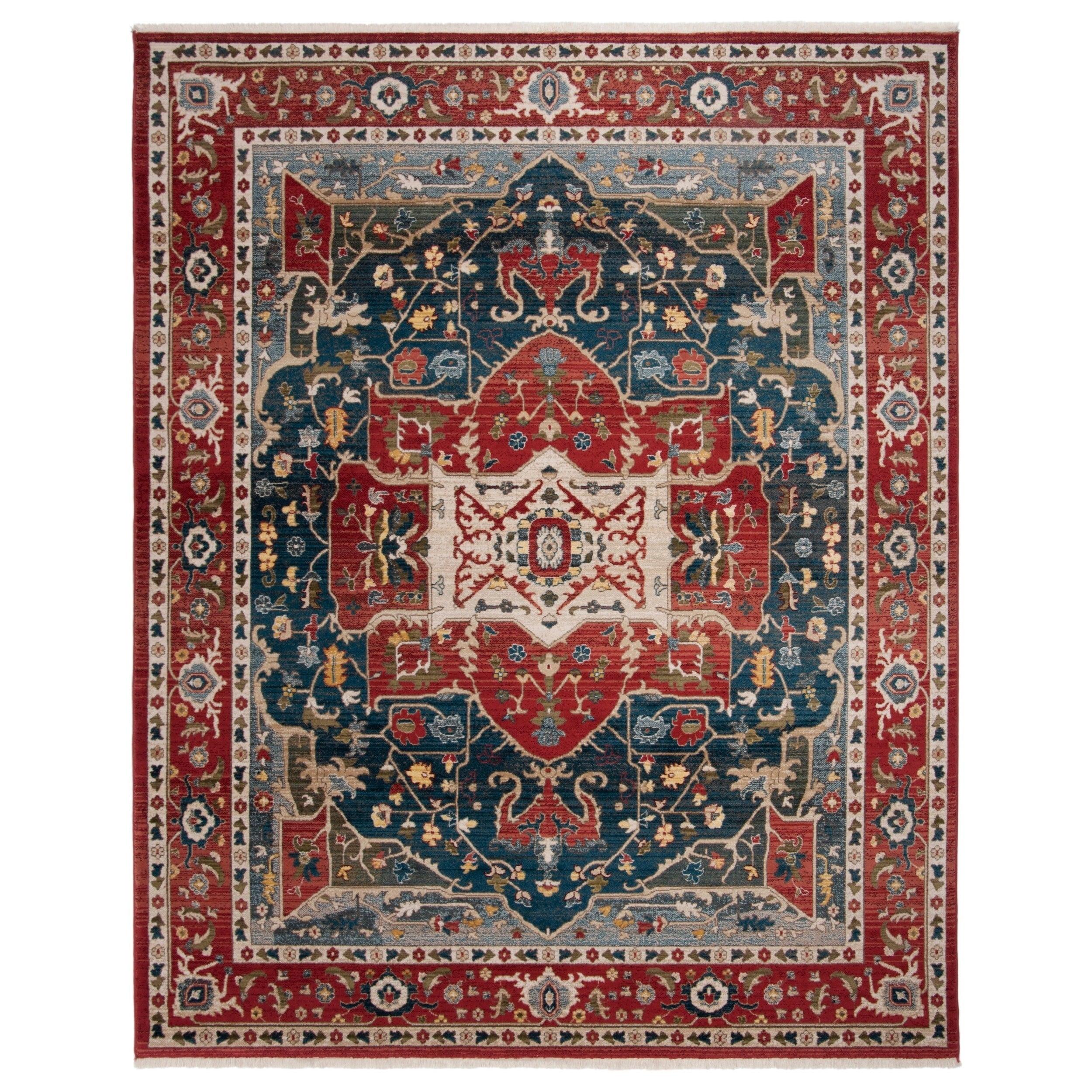 Elegant Medallion 8' x 10' Red Synthetic Rectangular Rug