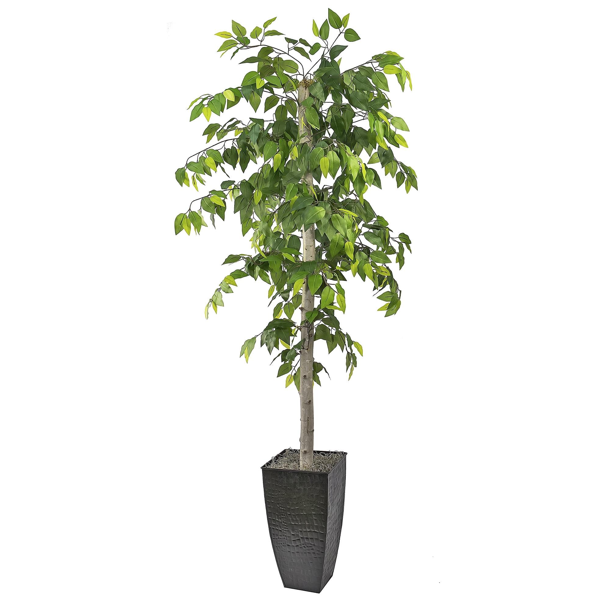 LCG Florals 6' Artificial Metal Ficus Planter in Black: Indoor Faux Foliage, No Assembly, Unlit