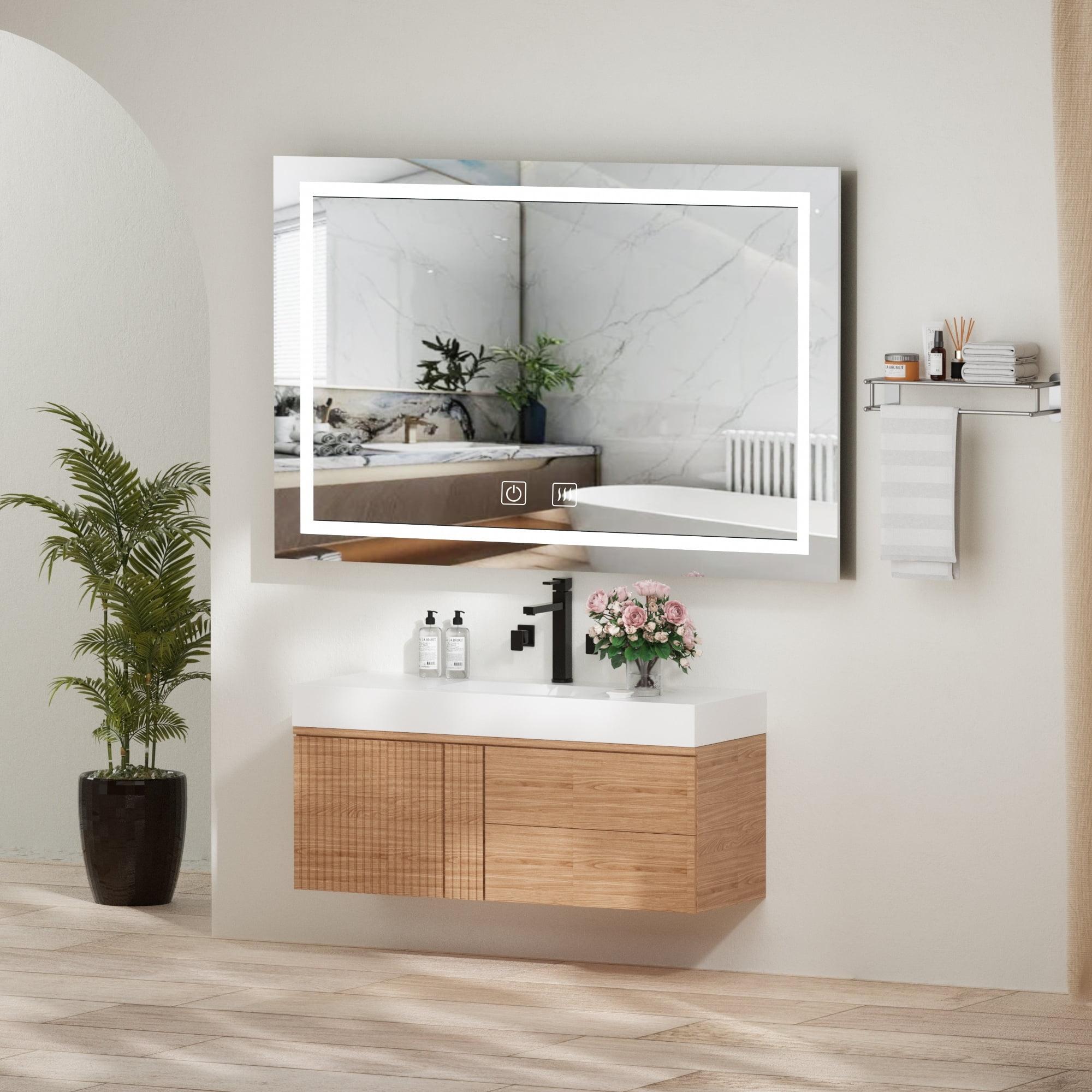 LED Frameless Anti-Fog Bathroom Vanity Mirror 36 x 28