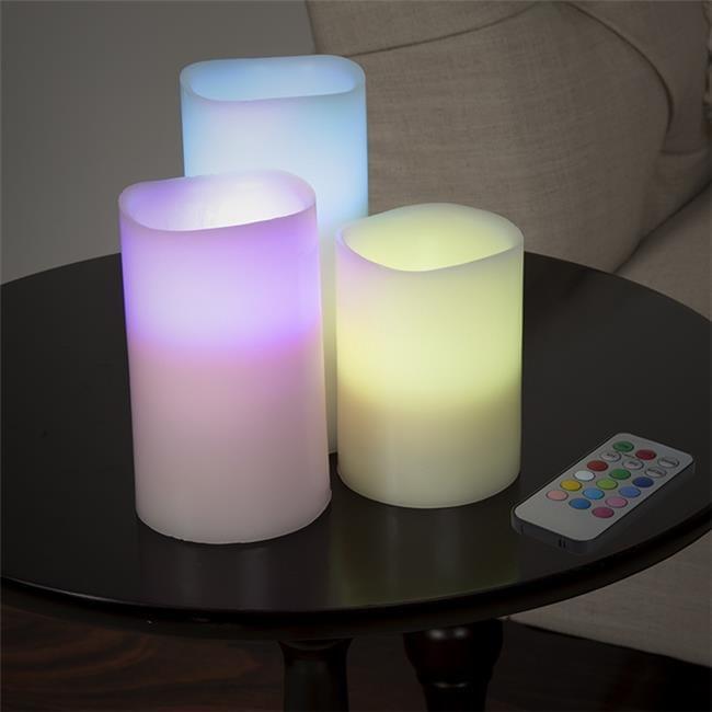 Lavish Home 3 Piece LED Color Changing Flameless Candle Set w/ Remote