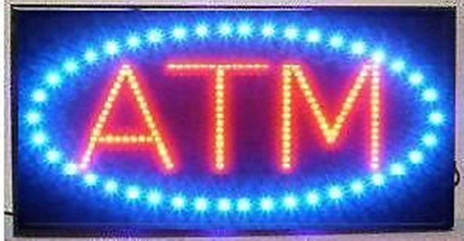 LED Neon Light ATM Sign With Animation On/off and Power On/Off two Switchs for Business B86