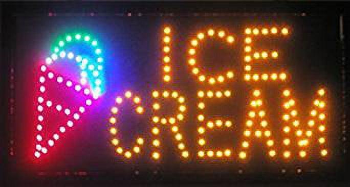 LED Neon Light Open Sign With Animation On/off and Power On/Off two Switchs for Business (Ice Cream L07)