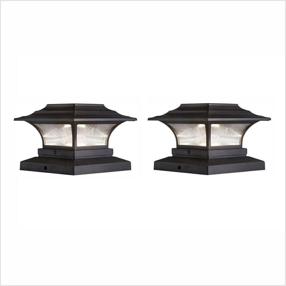 Bronze Solar LED Deck Post Cap Lights, 4x4, 2-Pack