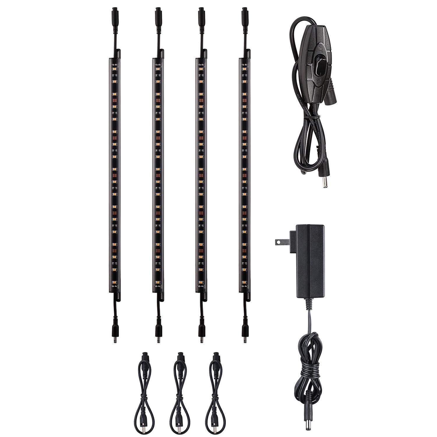 LED Safe Lighting Kit for Under Cabinet, Gun Safe, Shelf, Showcas, (4) 12 Inch Linkable Light Bars + Rocker Switch + UL Adapter, 5000K Daylight, Pack of 4