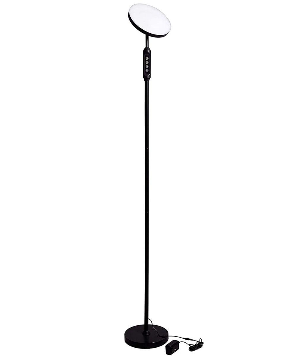 Adjustable Energy-Efficient 70" LED Torchiere Floor Lamp with Remote, Black