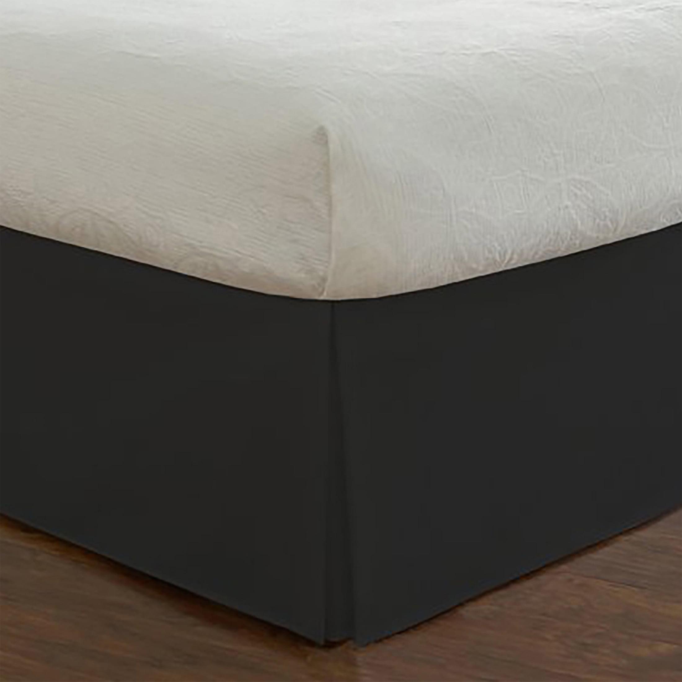 Full Black Microfiber Tailored Bed Skirt with 14-inch Drop