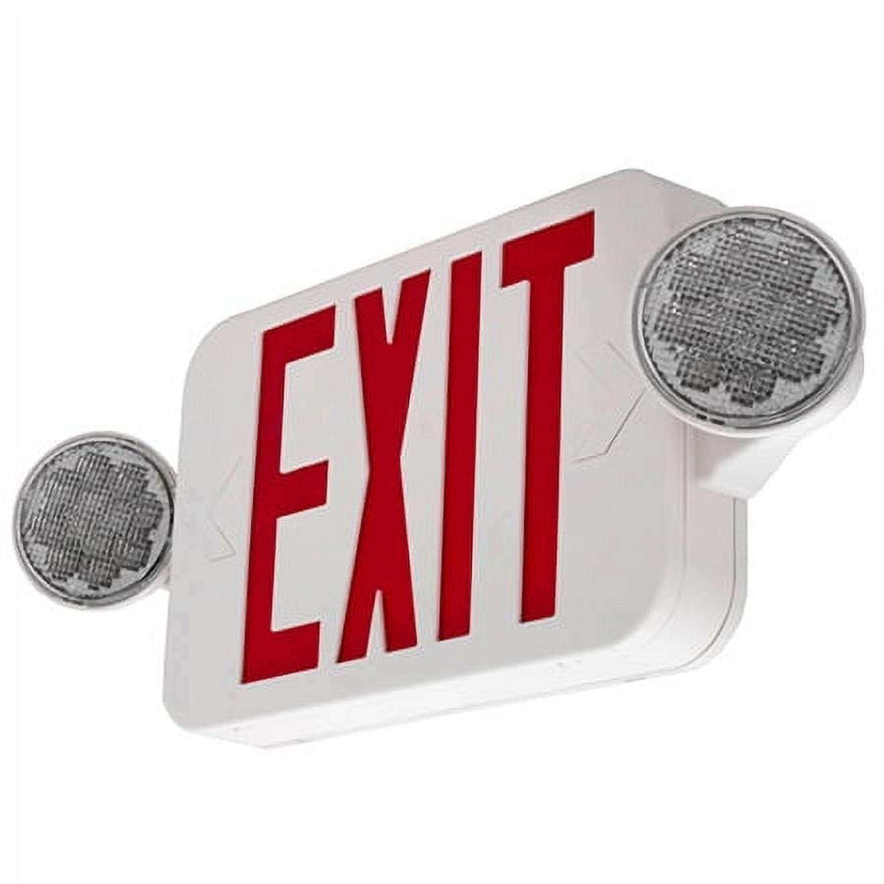 Compact Red Exit Sign with Emergency Lights and Battery Backup