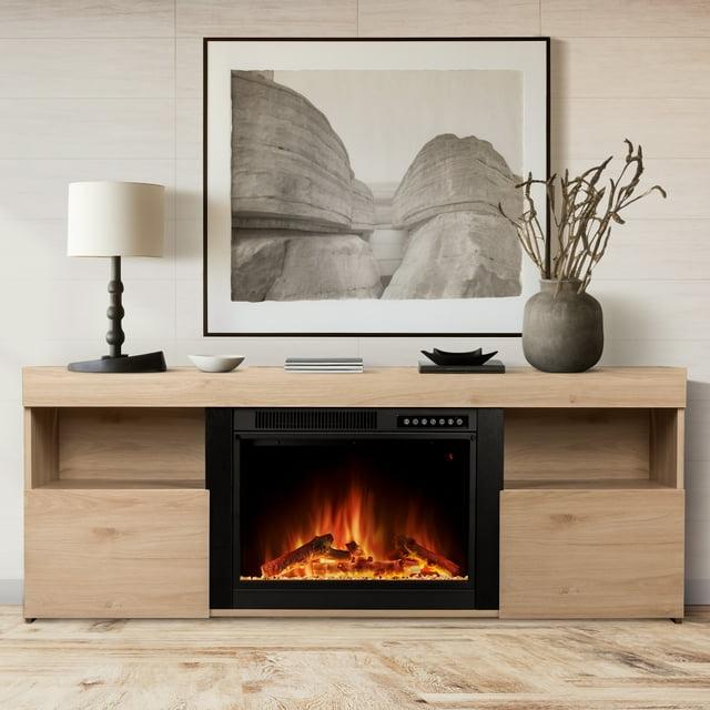 COWSAR COWSAR TV Stand for TVs up to 60" with Electric Fireplace with Remote Control,Adjustable Real 3d Flame Brightness