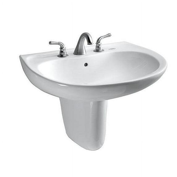 Supreme® Vitreous China U-Shaped Wall Mount Bathroom Sink with Overflow