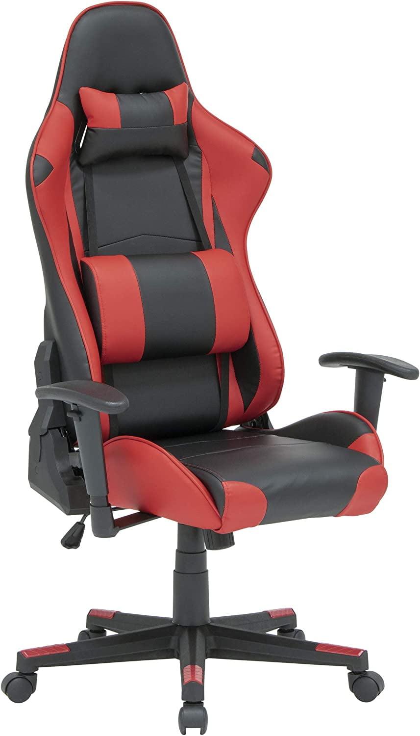 Sleek High-Back Adjustable Gamer Chair in Black and Red PU Leather