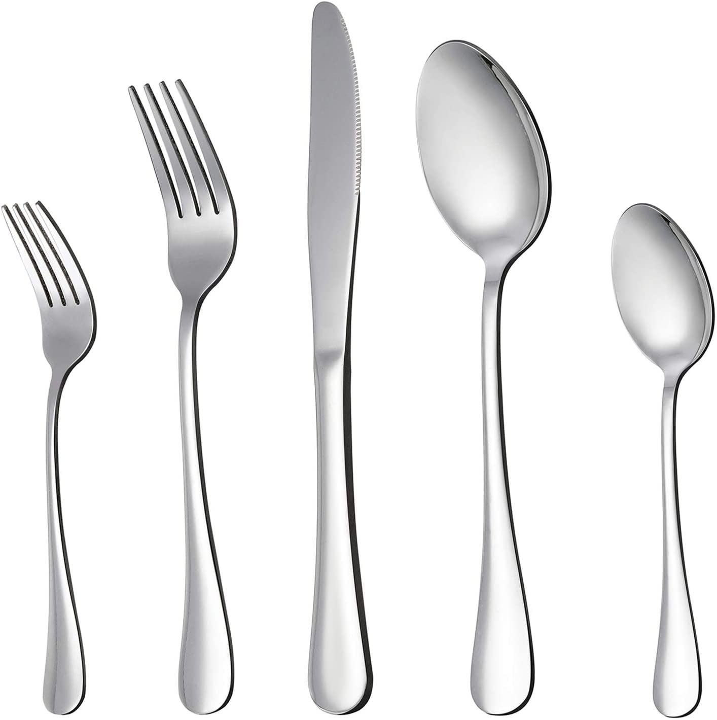 LIANYU 20-Piece Mirror Polished Stainless Steel Flatware Set