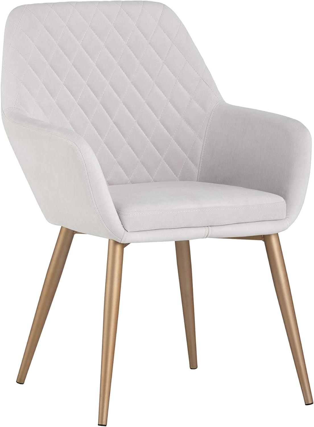 Antonio Linen Upholstered Arm Chair with Champagne Gold Metal Frame