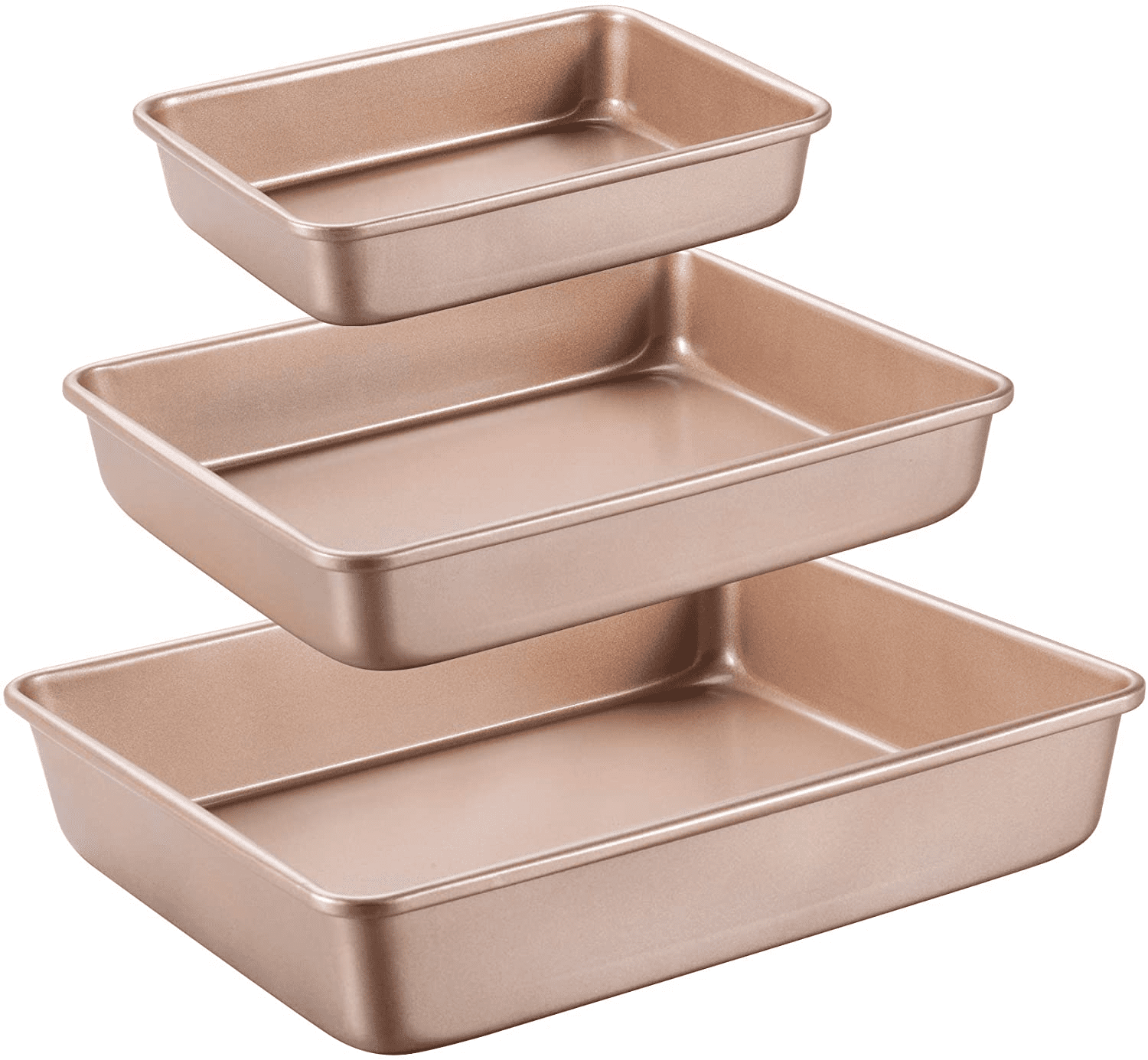 Gold Nonstick Rectangular 3-Piece Baking Pan Set