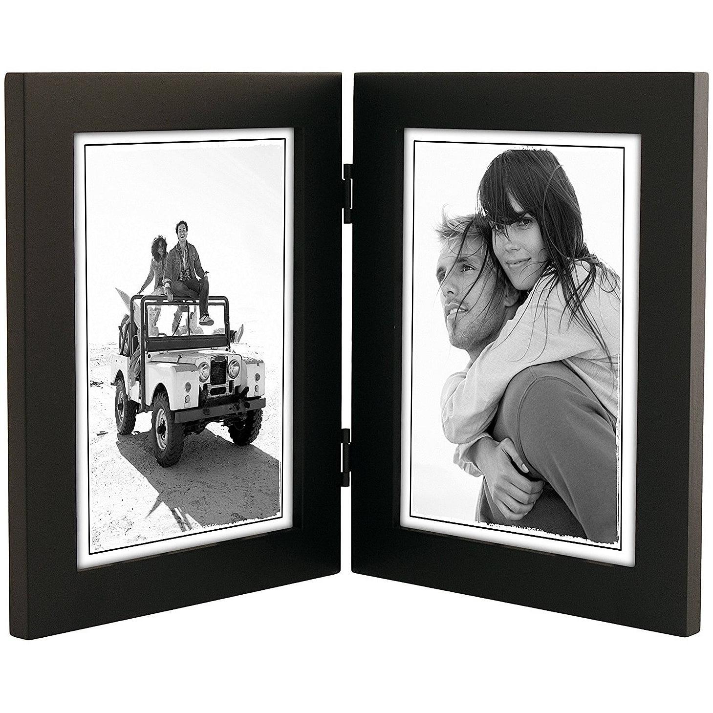 LINEAR Black Hinged Double 5x7 frame by Malden Design - 5x7