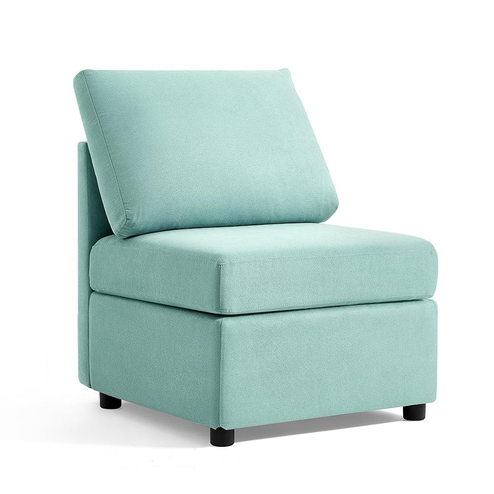 Teal Polyester Armless Modular Sectional Sofa Chair