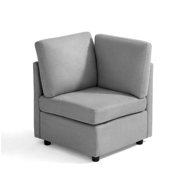 LINSY HOME Corner Seat Module for RUBIK I Modular Sectional Couches and Sofas with Storage, Light Gray