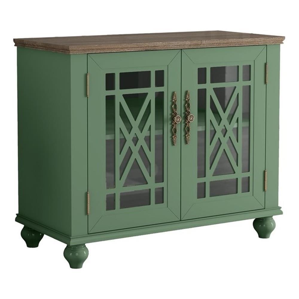 LIVILAND 38" Vintage Style Wood Kitchen Accent Buffet Sideboard Cabinet - Green