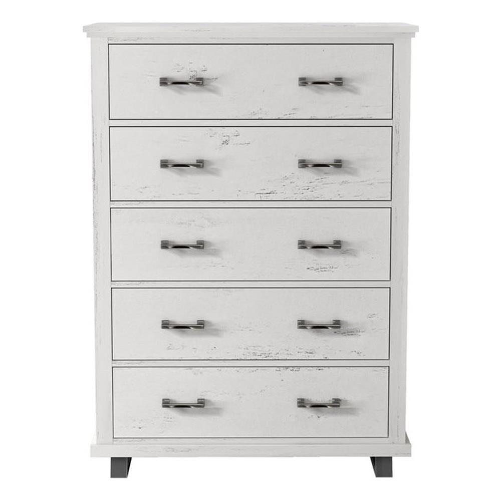 LIVILAND 38 inch Wide 5-Drawer Tall Dresser - Antique White