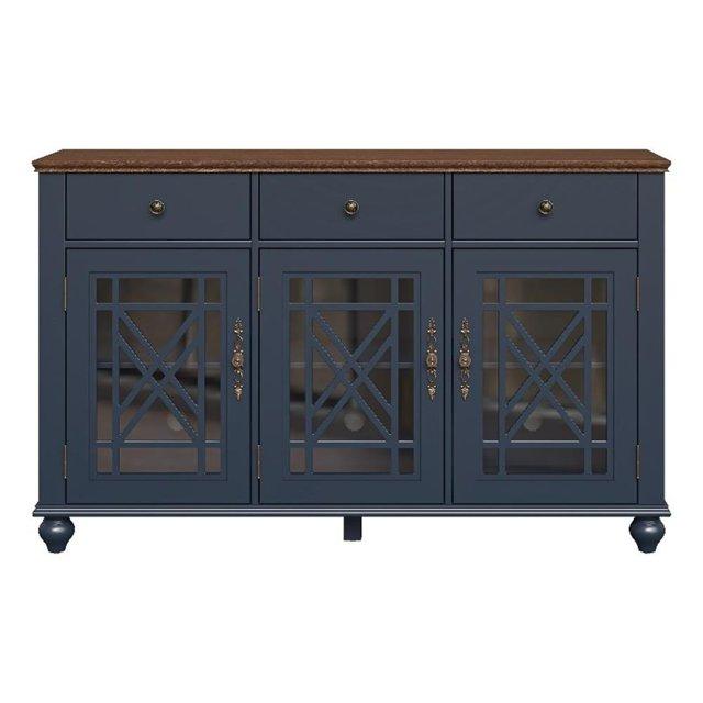LIVILAND 55" Vintage Style Buffet Sideboard Cabinet w/ Drawers - Navy