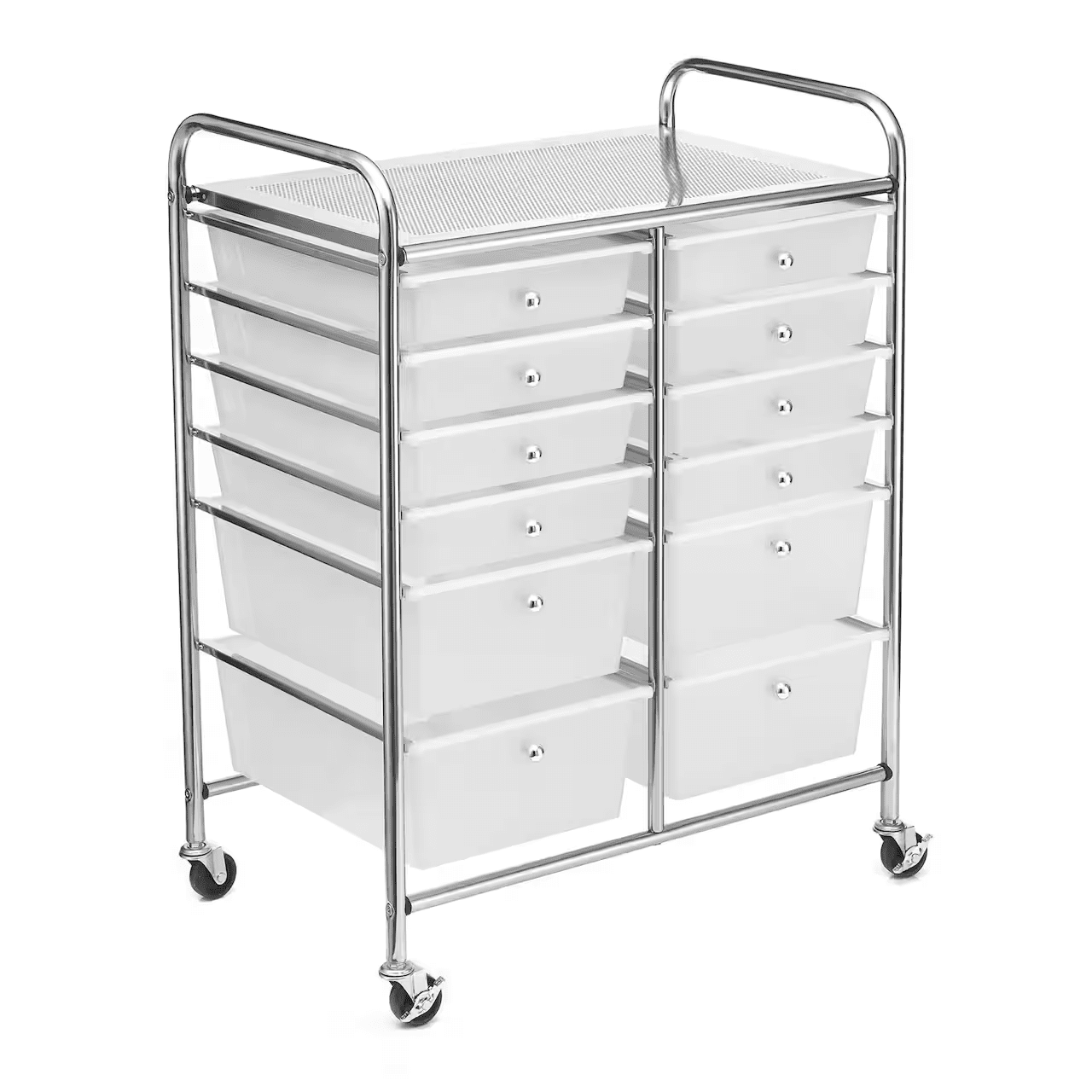 Clear 12-Drawer Rolling Craft Cart with Metal Frame