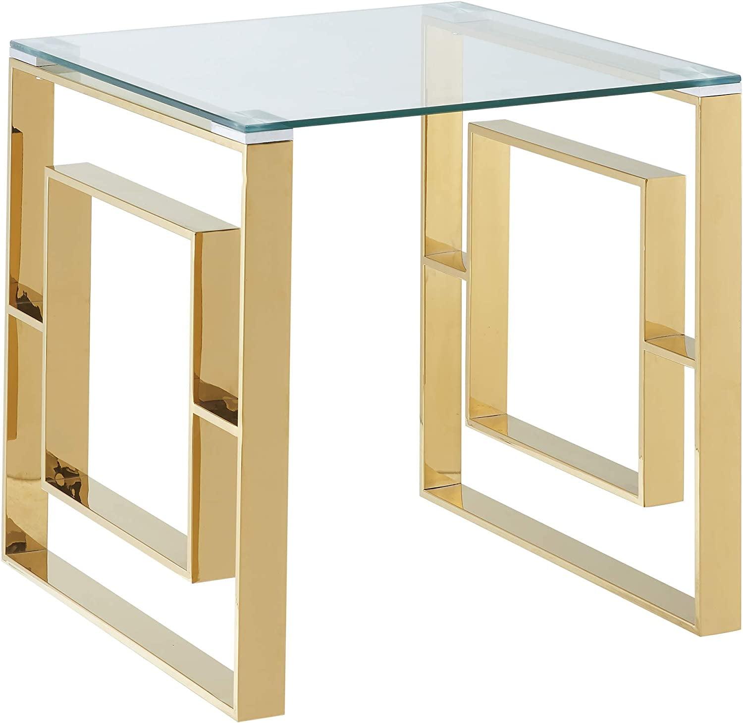 Eros Gold Stainless Steel & Glass Accent Table