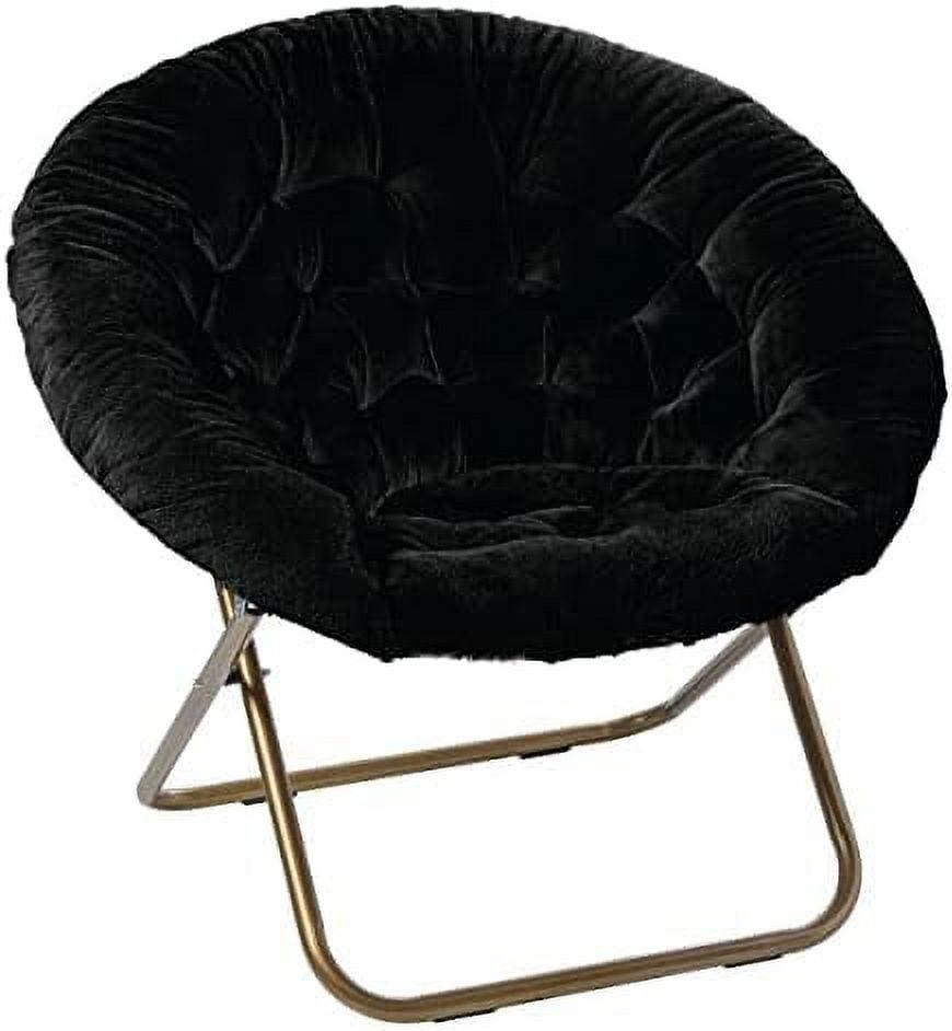 Chicago Bears Themed Black Metal Papasan Chair with Faux Fur