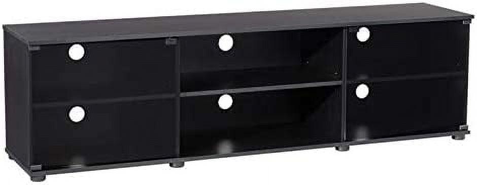 Ravenwood Black 74" Engineered Wood TV Stand with Glass Cabinet