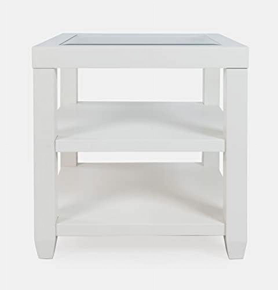 Urban Icon 24" White Modern Glass-Top Square End Table