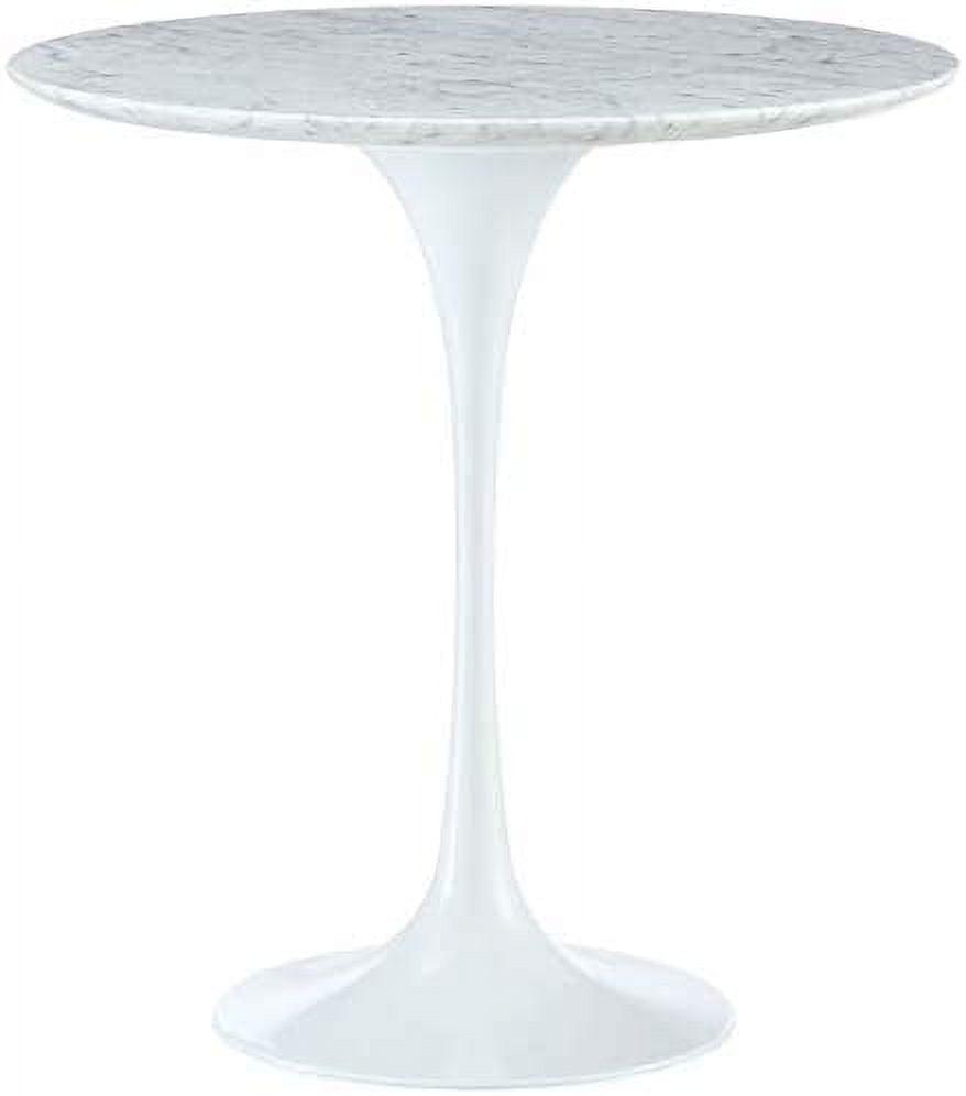 Lippa 20" Marble Side Table White - Modway: Durable Aluminum Pedestal Base, No Assembly Required