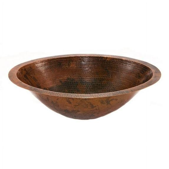 20" Master Bath Oval Under Counter Hammered Copper Bathroom Sink
