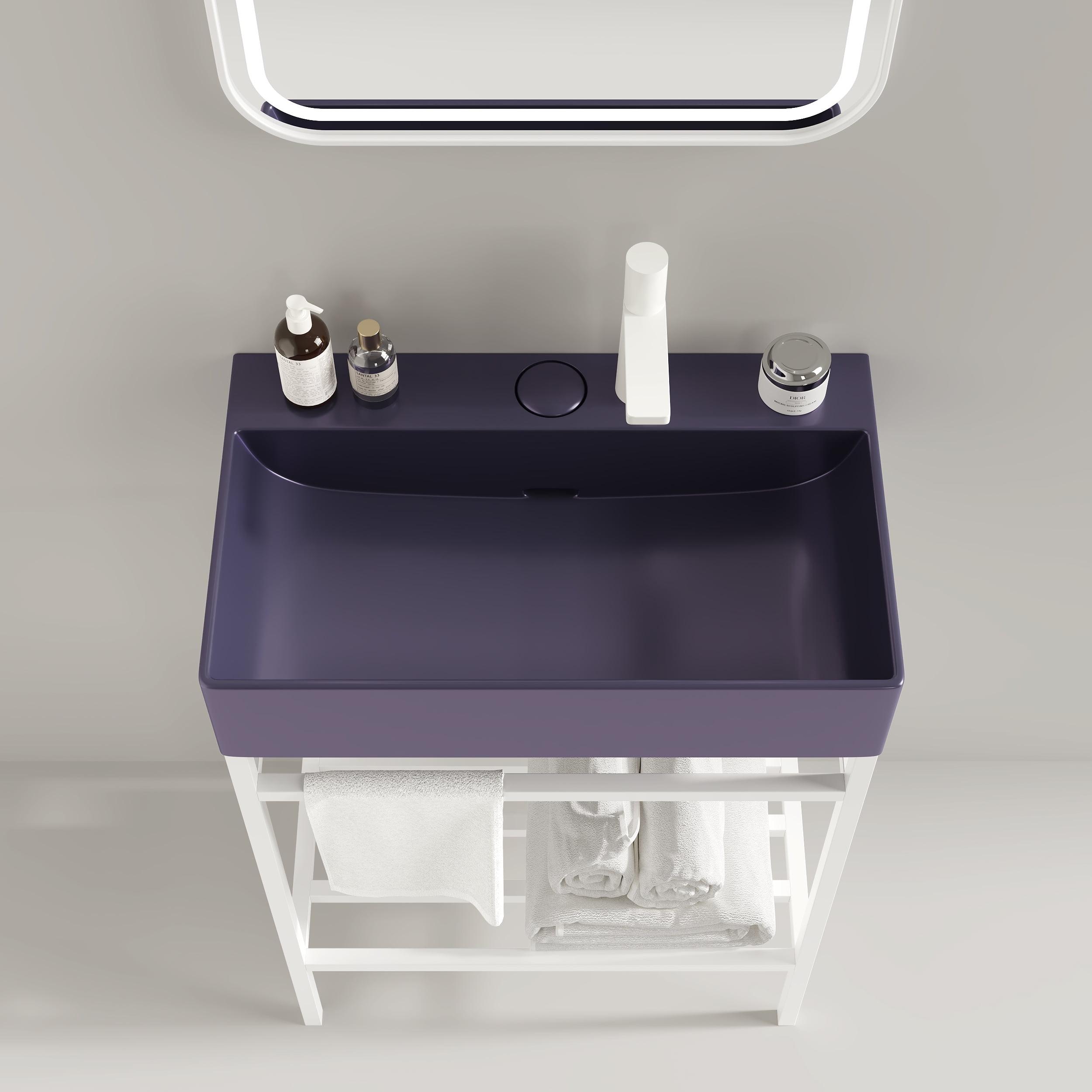 24'' Purple Ceramic Freestanding Bathroom Sink