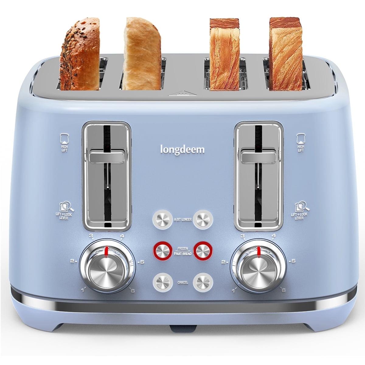 LONGDEEM 4 Slice Toaster, Extra Wide Slots, Longdeem Retro Stainless Steel Toasters, 6 Browning Options, Auto Shut Off & Frozen Function, Toast Fruit Bread, Bagel & Waffle | Wayfair