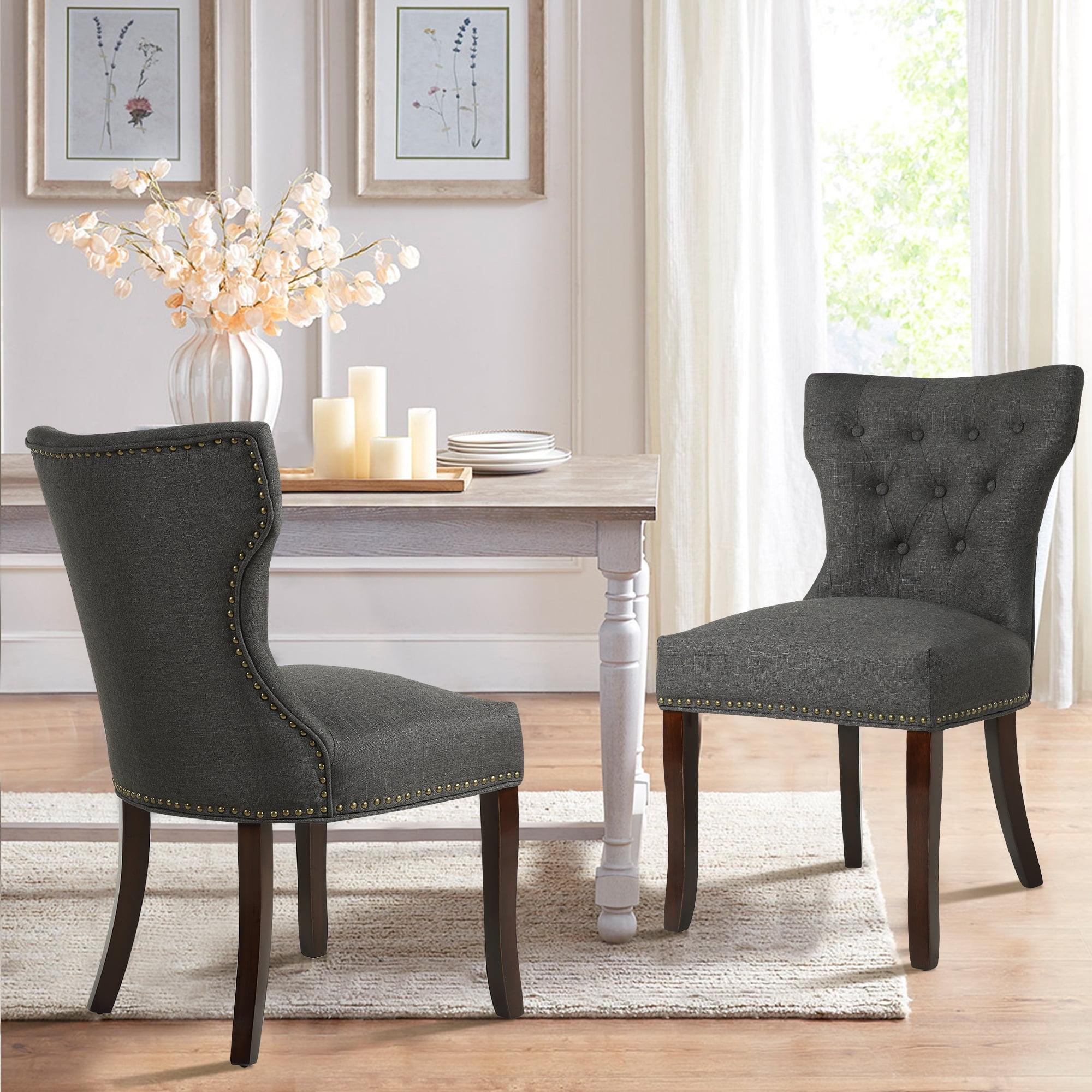 Keneisha Tufted Linen Upholstered Wingback Side Chair