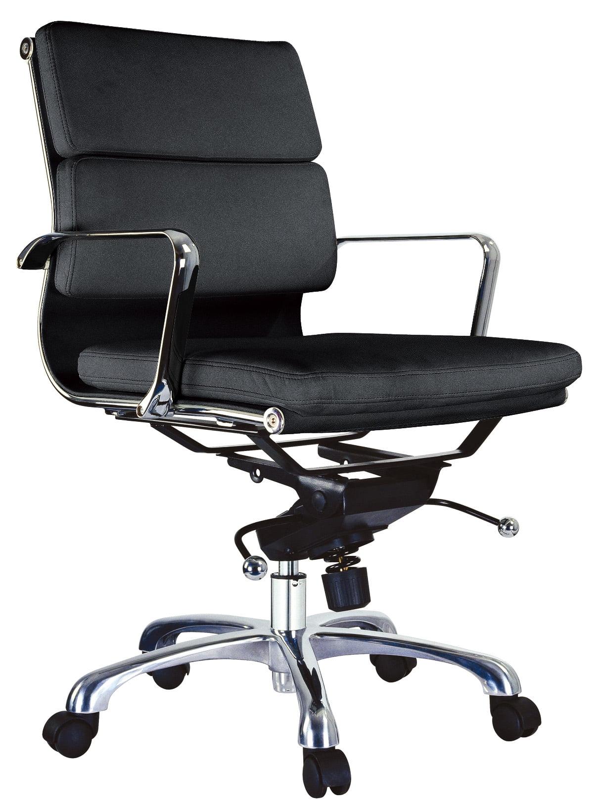 Contemporary Black Faux Leather Low Back Office Chair