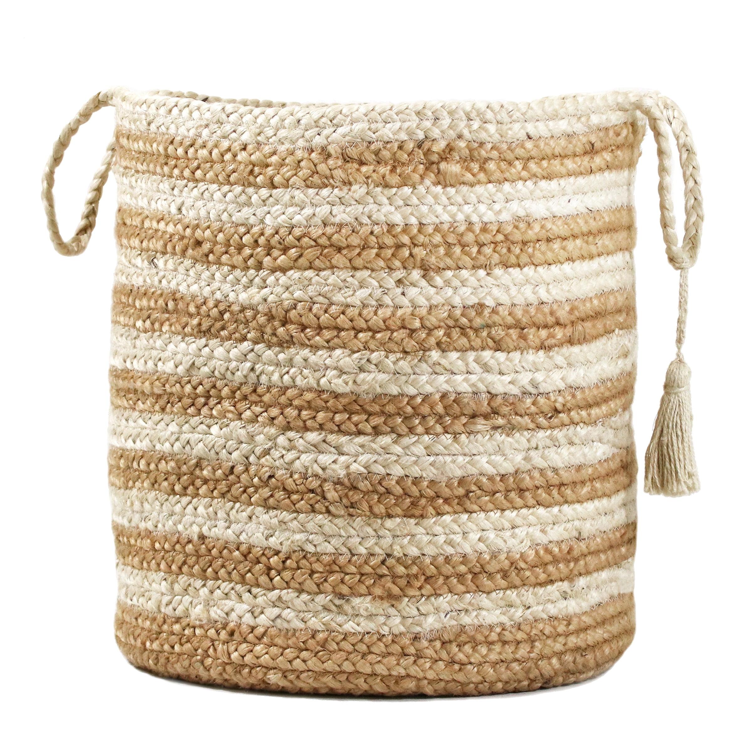 Dovecove Striped Relaxed Handmade Jute Basket