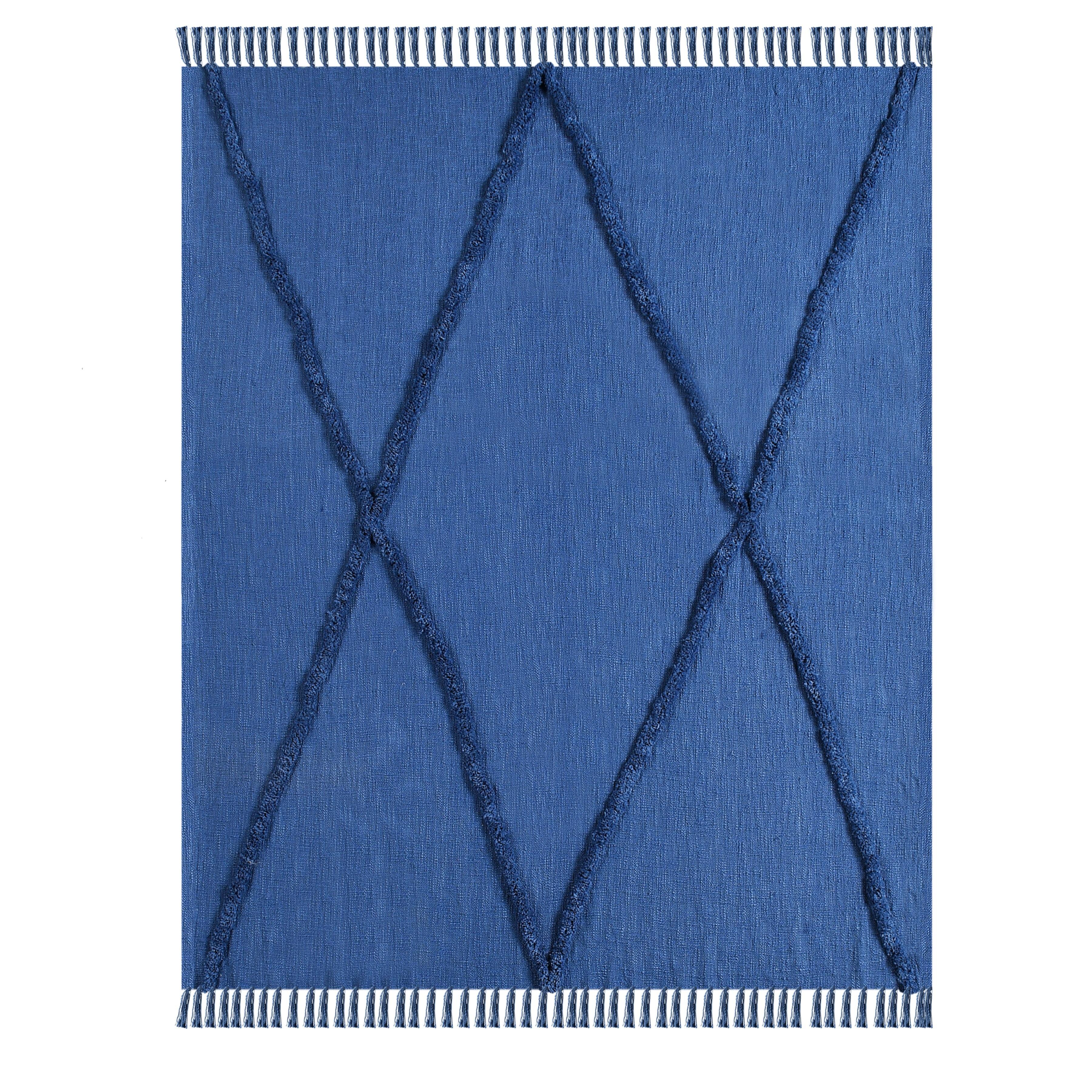 Evette Rios Sierra Handmade Woven Solid Color Fringed 100% Cotton Throw Blanket