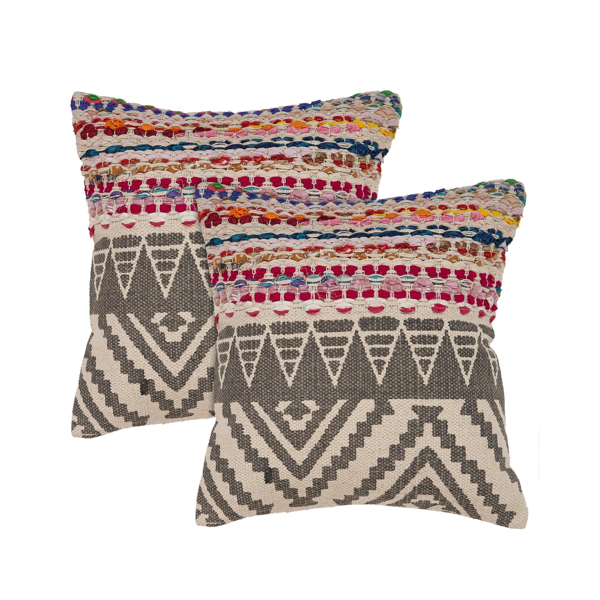 Chindi Cotton Blend Throw Pillow