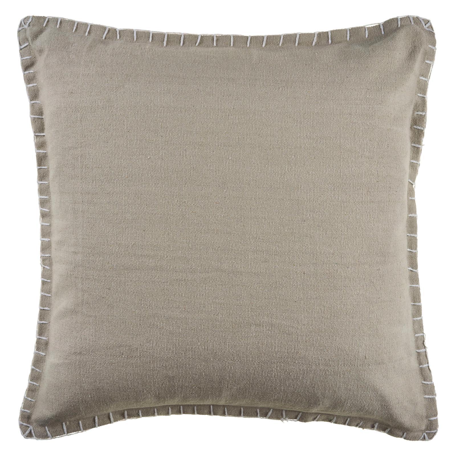 Light Twine Square Embroidered Cotton Throw Pillow