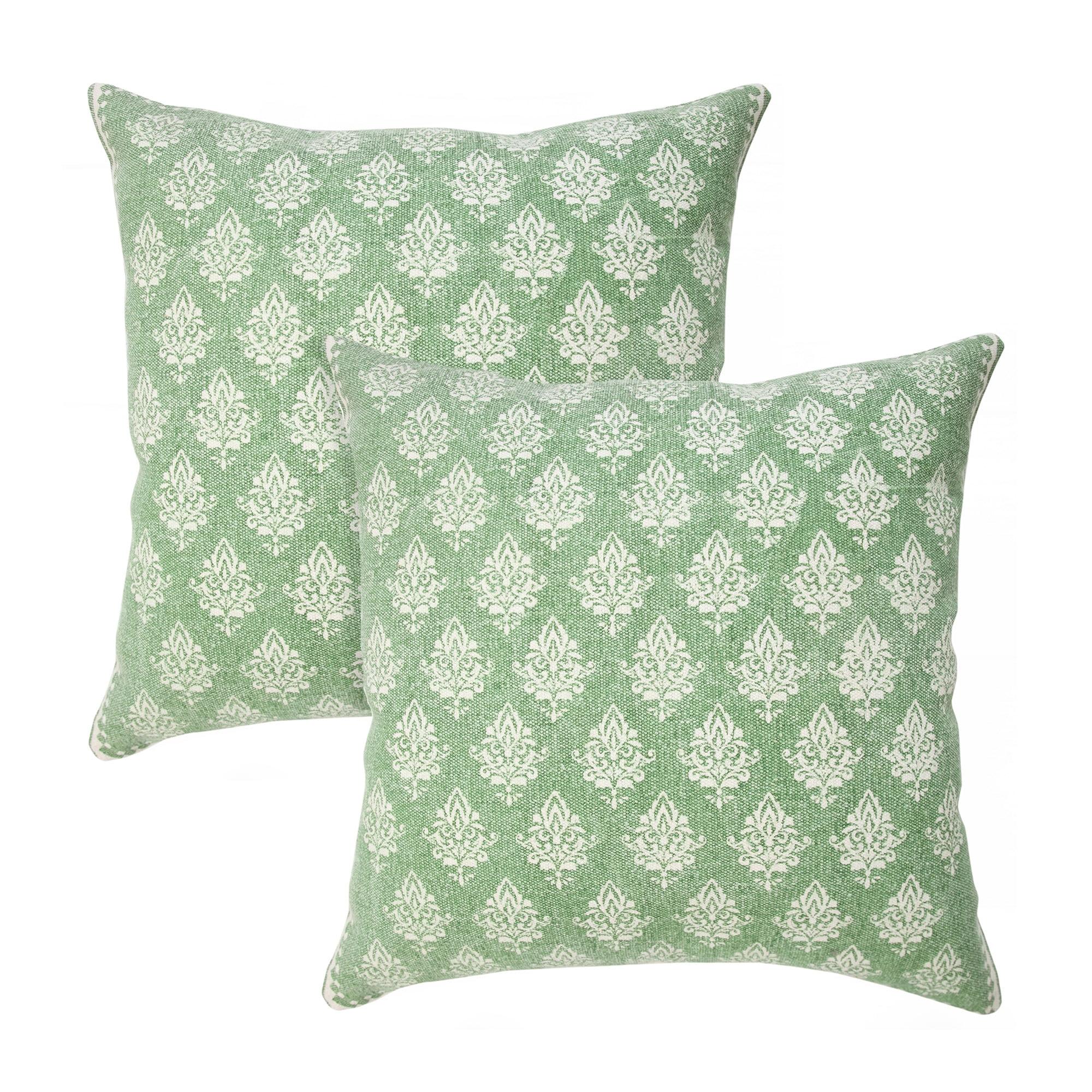 Classic Damask Stonewashed Handmade Cotton Throw Pillow Set